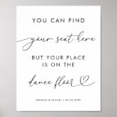 Chic Heart Script Funny Dance Floor Wedding Sign Poster (Vorne)