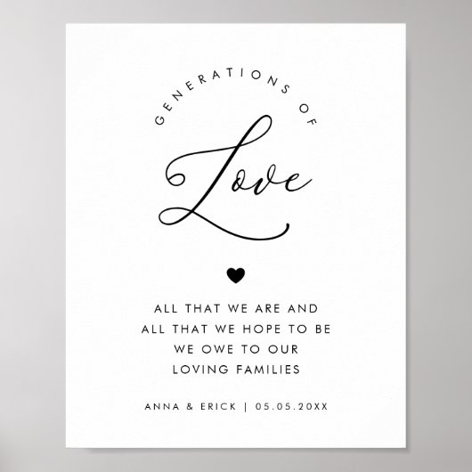 Chic Heart Script Generationen von Liebe Wedding S Poster (Vorne)