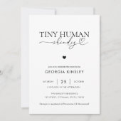 Chic Heart Script Tiny Human Shindig Baby Dusche Einladung (Vorderseite)