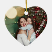 Chic Heart Shaped Foto Frohe Weihnachten Keramik Ornament (Vorne)