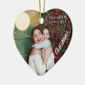 Chic Heart Shaped Foto Frohe Weihnachten Keramik Ornament (Links)