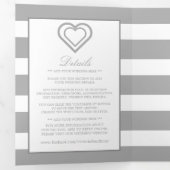 Chic Heart, Silver Striping Wedding Suite Dreifach Gefaltete Einladung (Innen Erste Seite)