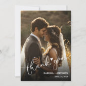 Chic Heart Wedding Foto Vielen Dank Mitteilungskarte (Vorderseite)