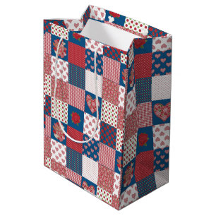 Chic Hearts and Rose Imitate Patchwork Geschenktas Mittlere Geschenktüte