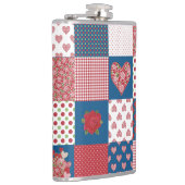 Chic Hearts and Rose Imitate Patchwork Hip Flask Flachmann (Rechts)