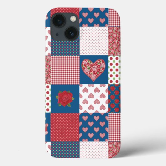 Chic Hearts and Rose Imitate Patchwork iPad Fall Case-Mate iPhone Hülle (Rückseite)