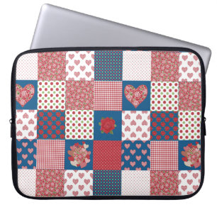 Chic Hearts and Rose Imitate Patchwork Laptop Slee Laptopschutzhülle