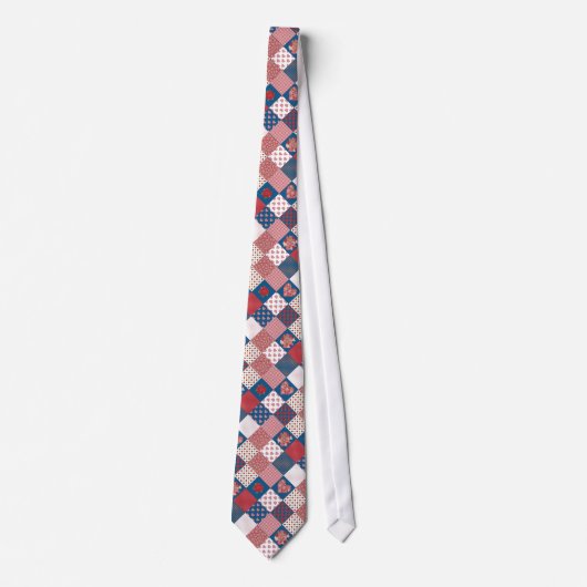Chic Hearts and Rose Patchwork Unisex Necktie Krawatte (Vorderseite)