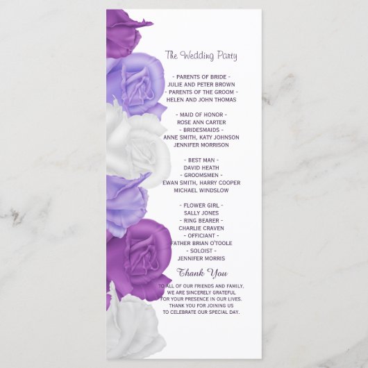 Chic Heirloom Rose Hochzeitsprogramm Programm (Rückseite)