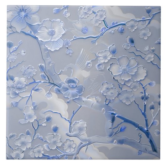 Chic hellblau florale Cloisonne Fliese (Vorderseite)