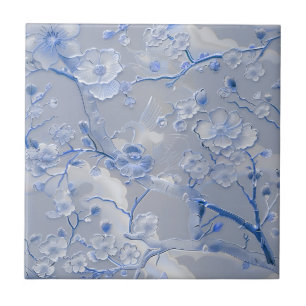 Chic hellblau florale Cloisonne Fliese