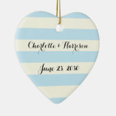 Chic hellblau Stripes Skriptnamen Keramik Ornament (Rechts)