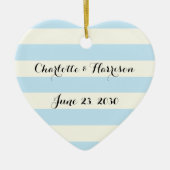 Chic hellblau Stripes Skriptnamen Keramik Ornament (Vorne)