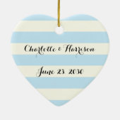 Chic hellblau Stripes Skriptnamen Keramik Ornament (Hinten)