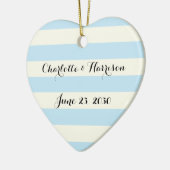 Chic hellblau Stripes Skriptnamen Keramik Ornament (Links)