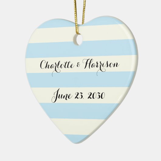 Chic hellblau Stripes Skriptnamen Keramik Ornament (Links)