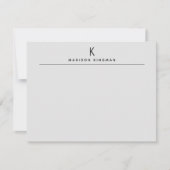 Chic Hellgrau Moderne Monogramm Anfangsbuchstabe N Mitteilungskarte (Vorderseite)