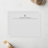 Chic Hellgrau Moderne Monogramm Anfangsbuchstabe N Mitteilungskarte (Vorderseite/Rückseite Beispiel)