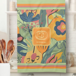 Chic Hellgrün Senf Herbst Blumen Kürbis Geschirrtuch