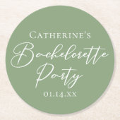 Chic Hellgrüne Hen Party Personalisiert Runder Pappuntersetzer (Vorderseite)