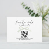 Chic Hellgrünes Bogenband QR-Code Hochzeit RSVP Karte (Stehend Vorderseite)