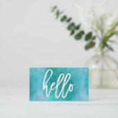 Chic Hello Aqua Watercolor | Visitenkarte (Stehend Vorderseite)