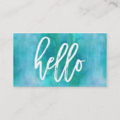 Chic Hello Aqua Watercolor | Visitenkarte (Vorderseite)
