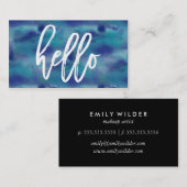 Chic Hello Blue Wassercolor | Visitenkarte (Vorne/Hinten)