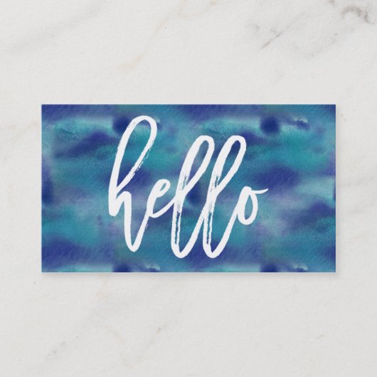 Chic Hello Blue Wassercolor | Visitenkarte (Vorderseite)