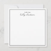 Chic Hello from Monogram Script Border Schwarz-wei Mitteilungskarte (Vorderseite)