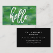 Chic Hello Green Watercolor | Visitenkarte (Vorne/Hinten)