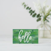 Chic Hello Green Watercolor | Visitenkarte (Stehend Vorderseite)