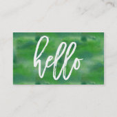 Chic Hello Green Watercolor | Visitenkarte (Vorderseite)