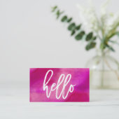Chic Hello Magenta Watercolor | Visitenkarte (Stehend Vorderseite)