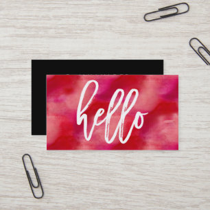 Chic Hello Red Watercolor Visitenkarte