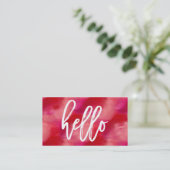 Chic Hello Red Watercolor | Visitenkarte (Stehend Vorderseite)