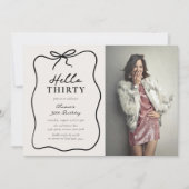 Chic Hello Thirty' Photo 30th Birthday Party Einladung (Vorderseite)