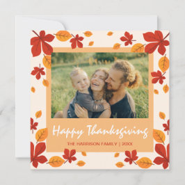 Chic Herbst Blätter Rahmen Erntedank Foto Feiertagskarte