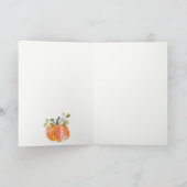 Chic Herbst Harvest Pumpkin Wasserfarbenhochzeit Dankeskarte (Innenseite)