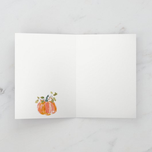 Chic Herbst Harvest Pumpkin Wasserfarbenhochzeit Dankeskarte (Innenseite)