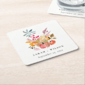 Chic Herbst Harvest Pumpkin Wasserfarbenhochzeit Rechteckiger Pappuntersetzer (angewinkelt)