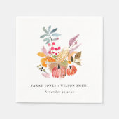 Chic Herbst Harvest Pumpkin Wasserfarbenhochzeit Serviette (Vorderseite)