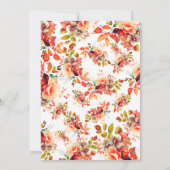 Chic Herbst Herbst Wasserfarbe Floral 40. Geburtst Einladung (Rückseite)