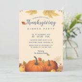 Chic Herbst Pumpkin Herbstlaub Dinner Trendy Einladung (Stehend Vorderseite)
