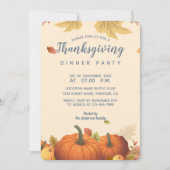 Chic Herbst Pumpkin Herbstlaub Dinner Trendy Einladung (Vorderseite)