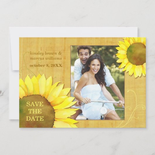 Chic Herbst Sonnenblumen Hochzeitsstift Save the D Date (Vorderseite)