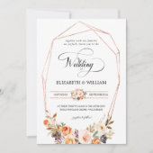 Chic Herbst Terracotta Blumenrahmen Foto Hochzeit Einladung (Vorderseite)