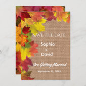 Chic Herbstlaubs Burlap Wedding SPAREN DAS DATUM Save The Date (Vorne/Hinten)