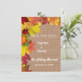 Chic Herbstlaubs Burlap Wedding SPAREN DAS DATUM Save The Date (Stehend Vorderseite)