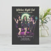 Chic Hexen nächtliches erwachsenes Halloween-Party Einladung (Stehend Vorderseite)